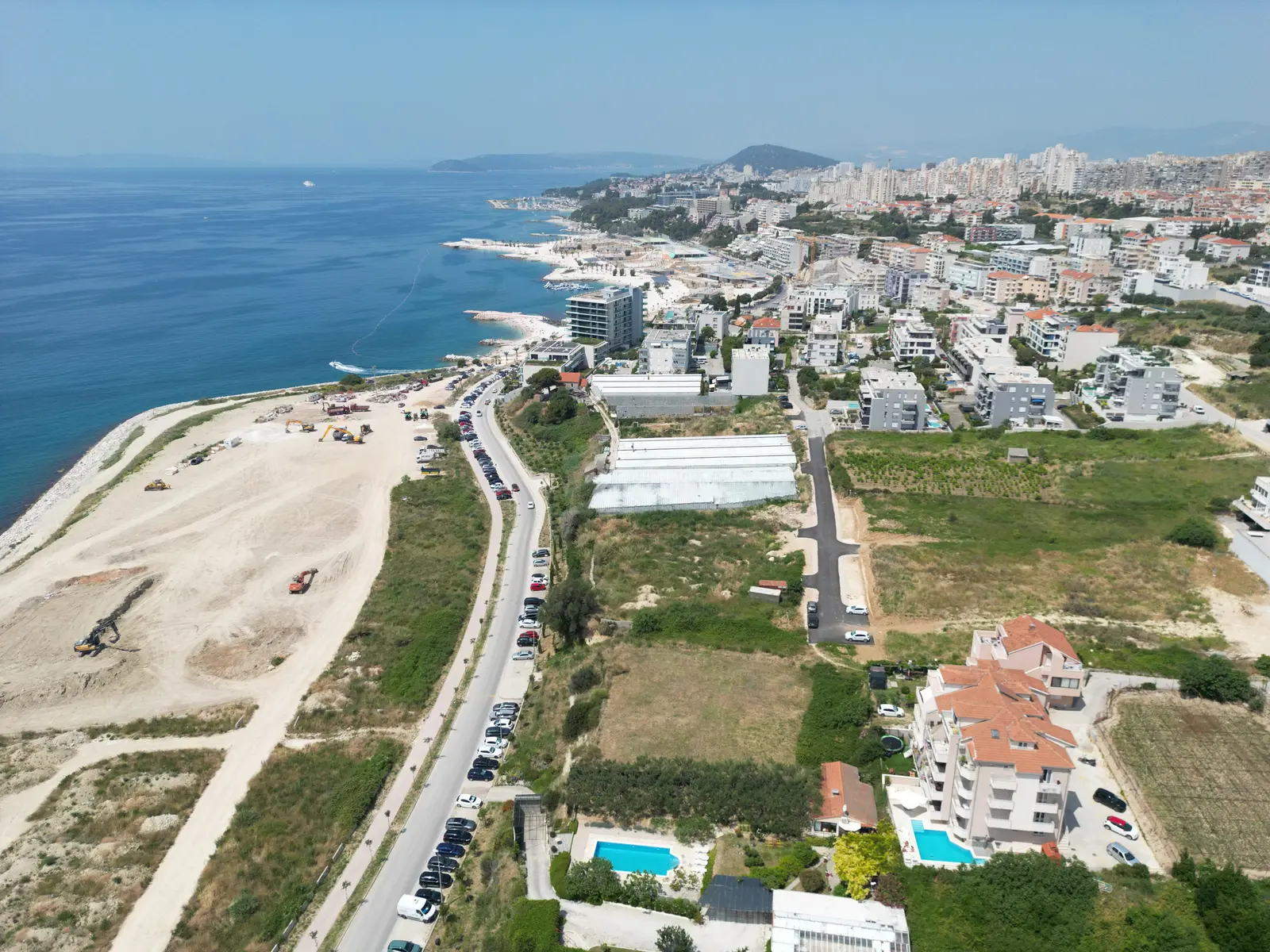 Aerial view of the redeveloped Žnjan beach and promenade in 2025
